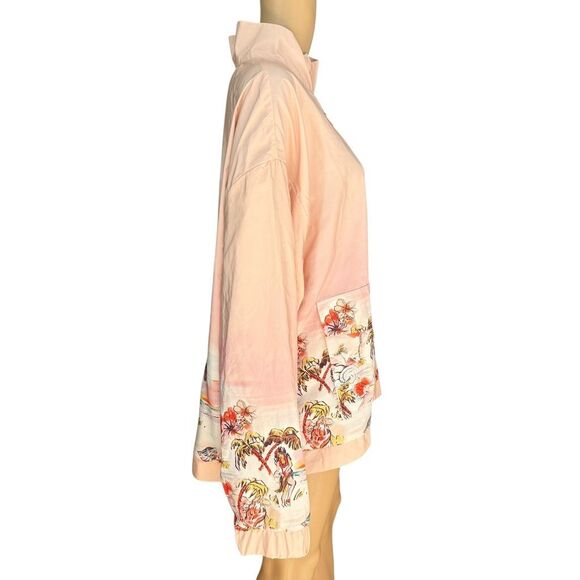 Royalty by Maluma Men Jacket Size L Hawaiian Printed Tropical Half Zip Relaxed - Picture 3 of 8